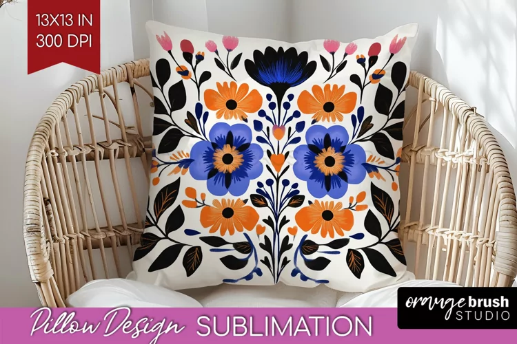 Folk Flowers Pillow Sublimation - Floral Folk Pillow Cover