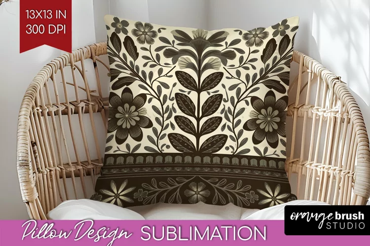 Folk Flowers Pillow Sublimation - Floral Folk Pillow Cover