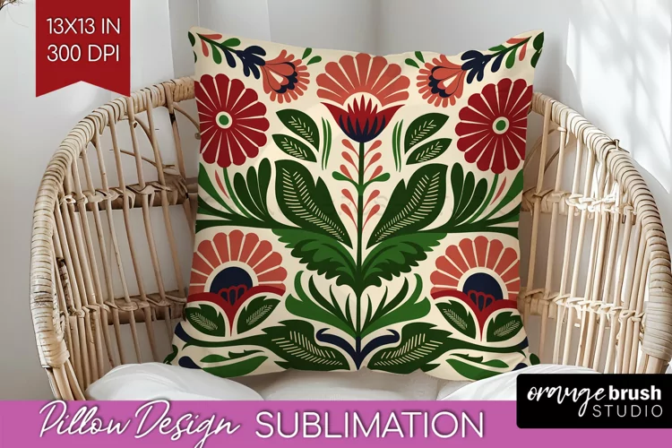 Folk Flowers Pillow Sublimation - Floral Folk Pillow Cover