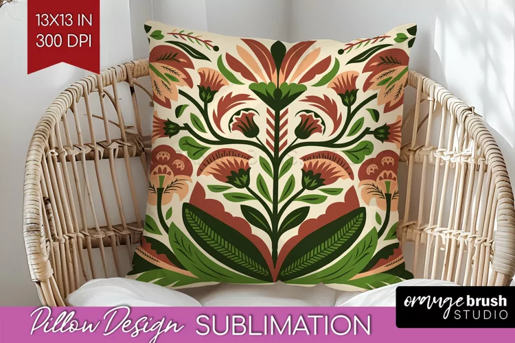 Folk Flowers Pillow Sublimation - Floral Folk Pillow Cover