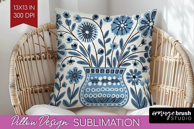 Folk Flowers Pillow Sublimation - Floral Folk Pillow Cover