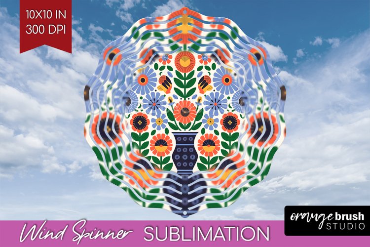Folk Flowers Wind Spinner Sublimation PNG - Floral Folk
