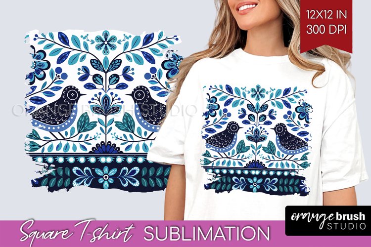 Folk Flowers Square Tshirt Background - Floral Folk PNG