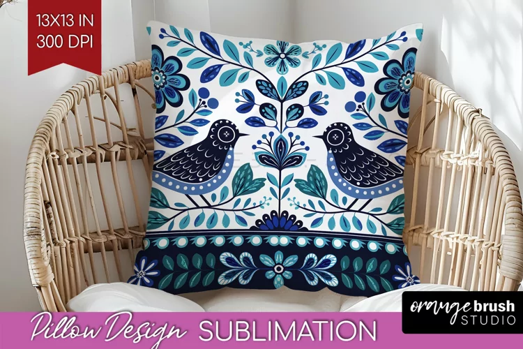 Folk Flowers Pillow Sublimation - Floral Folk Pillow Cover