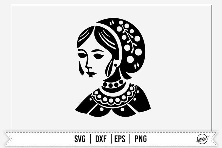 Folk Art Woman Head, SVG file
