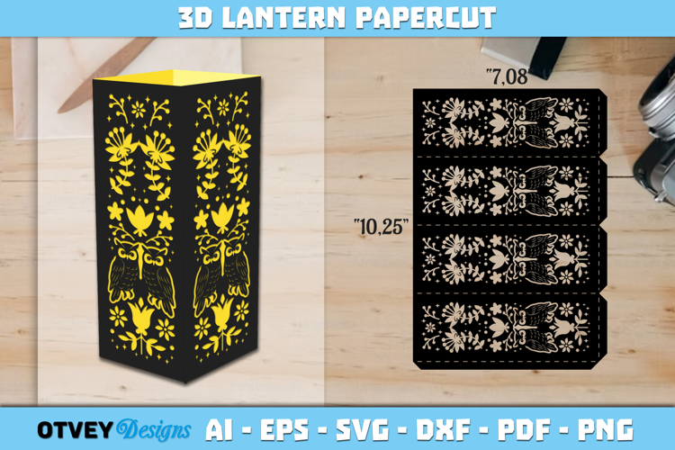 Folk Art Lantern Paper Cut Files