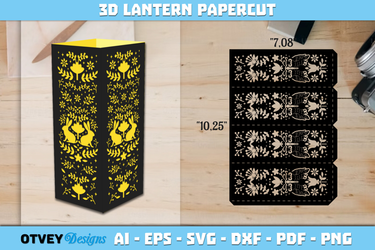 Folk Art Lantern Paper Cut Files