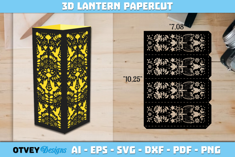 Folk Art Lantern Paper Cut Files
