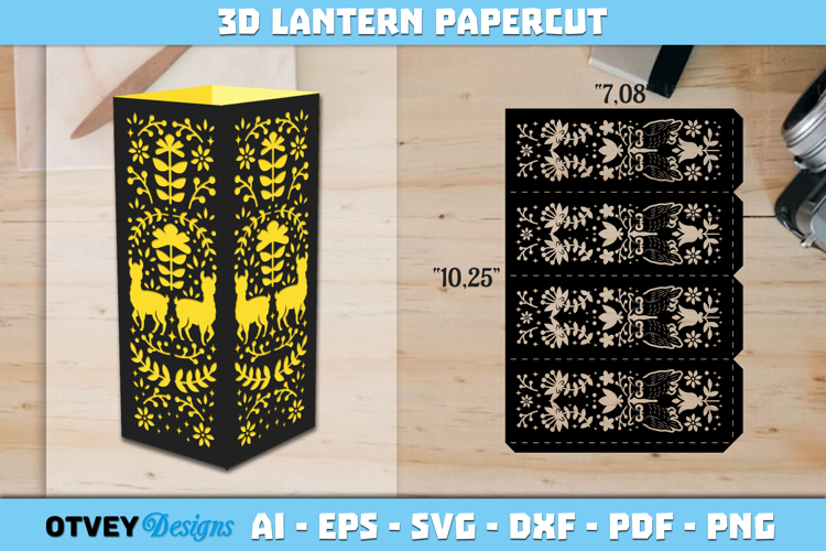 Folk Art Lantern Paper Cut Files