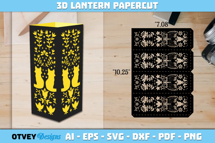 Folk Art Lantern Paper Cut Files