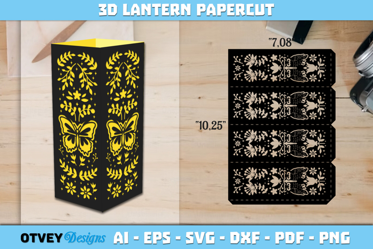 Folk Art Lantern Paper Cut Files