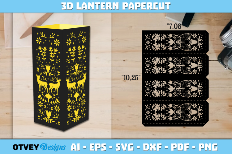 Folk Art Lantern Paper Cut Files