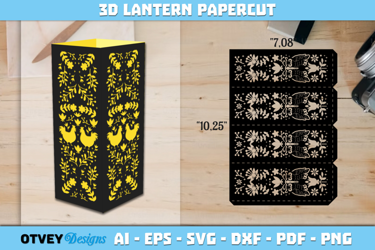 Folk Art Lantern Paper Cut Files