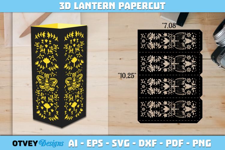 Folk Art Lantern Paper Cut Files