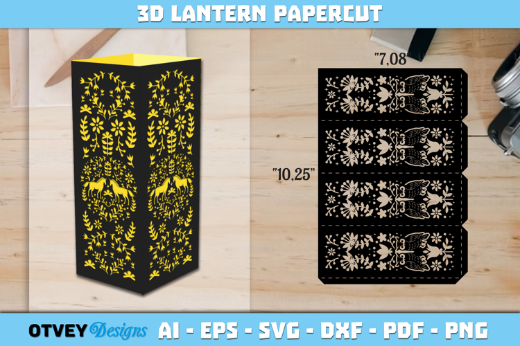 Folk Art Lantern Paper Cut Files