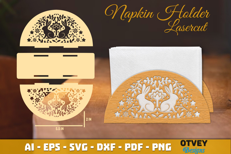 Folk Art Napkin Holder Lasercut