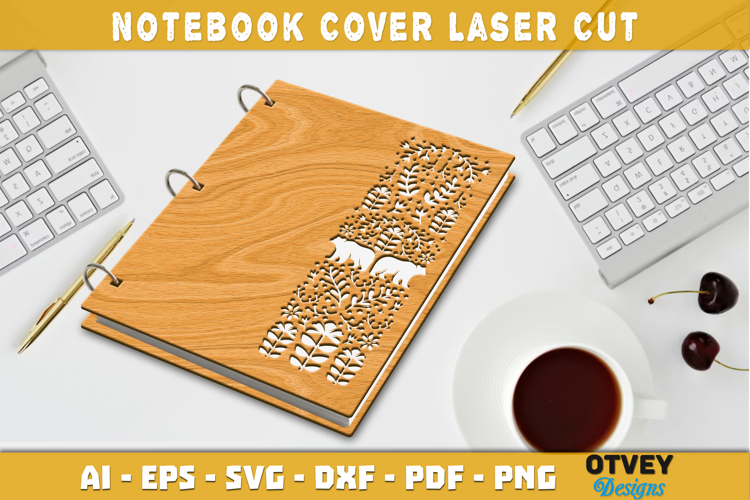 Folk Art Notebook Cover LaserCut | Wooden Notebook Cover