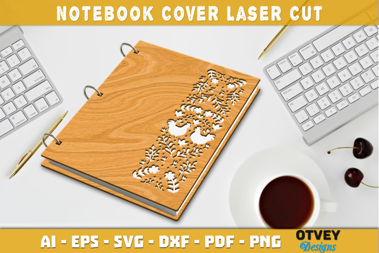Folk Art Notebook Cover LaserCut | Wooden Notebook Cover