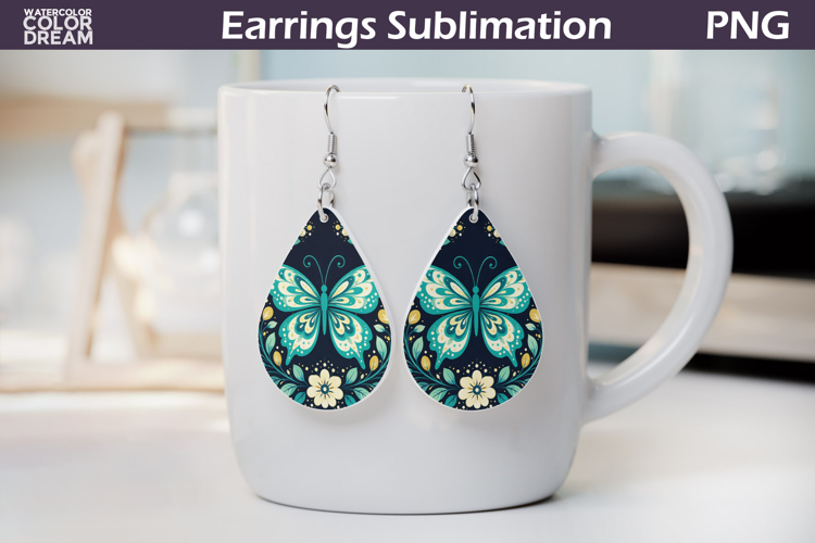 Folk Butterfly Floral Teardrop Earrings | Butterfly Flowers