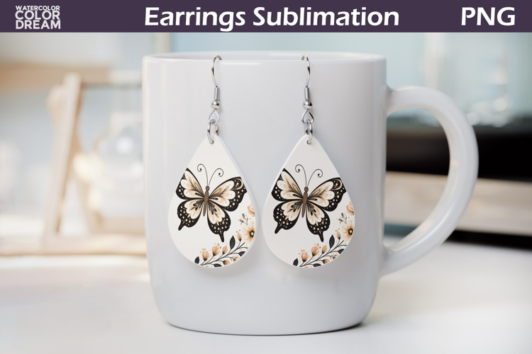 Folk Butterfly Floral Teardrop Earrings | Butterfly Flowers