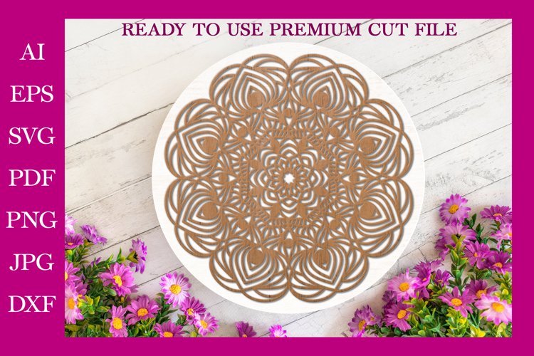 Flower Mandala SVG, Floral Mandala Cut File for Laser Cut