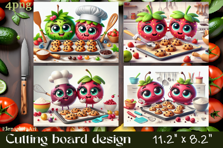 Watercolor food Design|Cutting Board Sublimation
