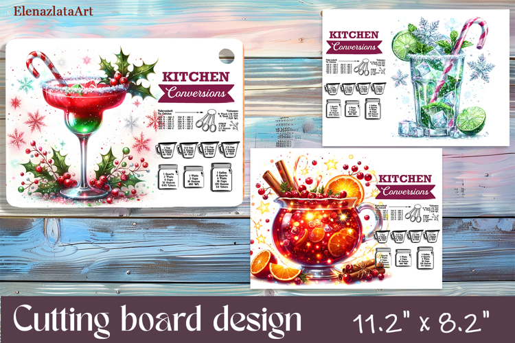 Christmas cocktail Design|Cutting Board Sublimation