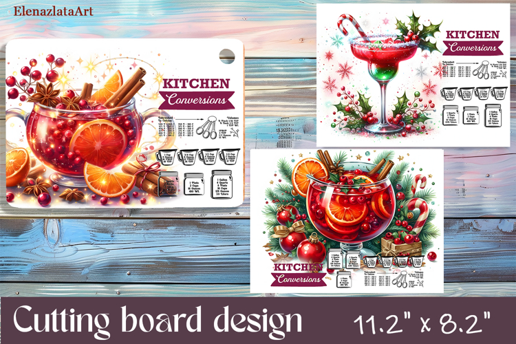 Christmas cocktail Design|Cutting Board Sublimation