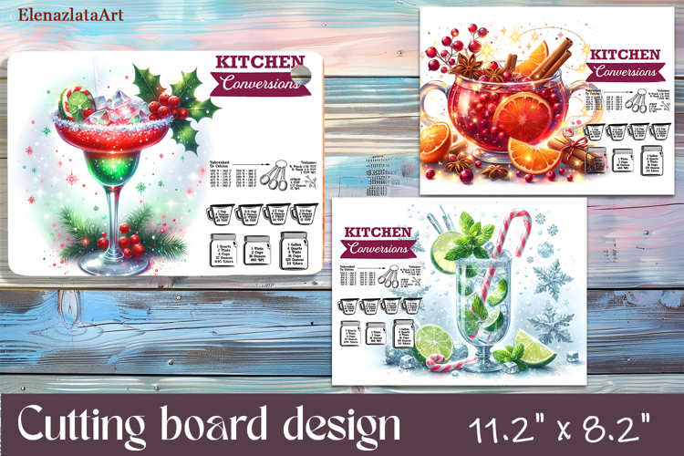 Christmas cocktail Design|Cutting Board Sublimation