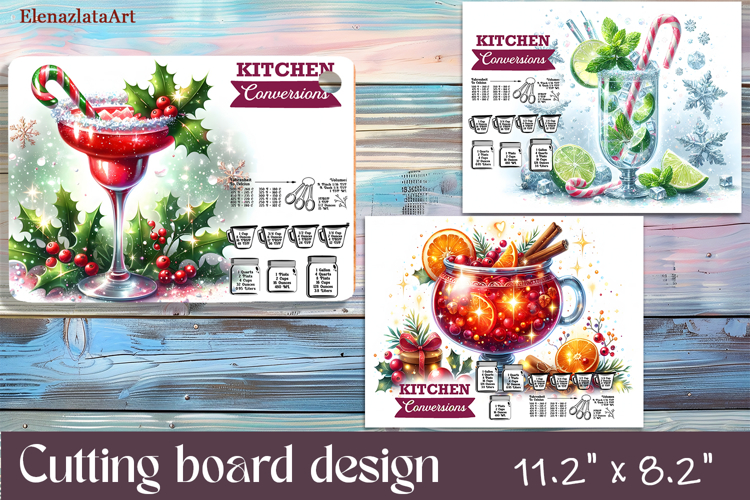 Christmas cocktail Design|Cutting Board Sublimation