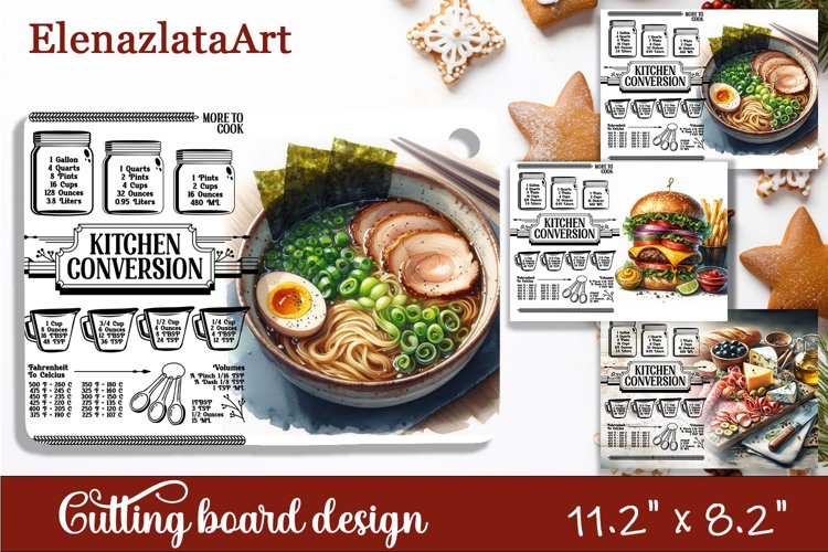 Watercolor food Design|Cutting Board Sublimation example image 1