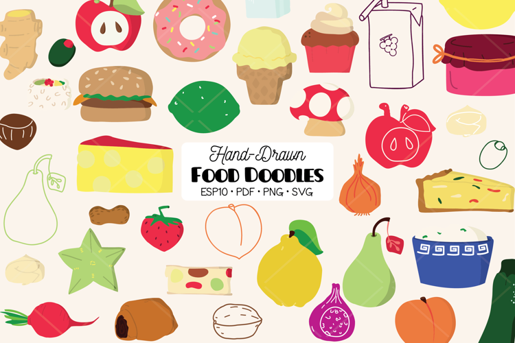 A-Z Food Color | Hand Drawn Fruit, Vegetable, Sweets, Savory