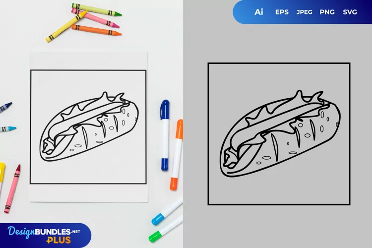 Hot Dog Coloring Page