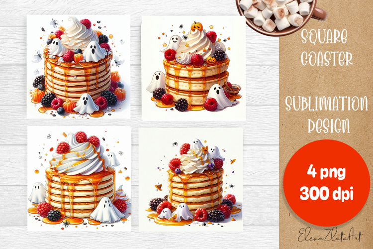 Halloween food Coaster Design, sweet dessert PNG example image 1
