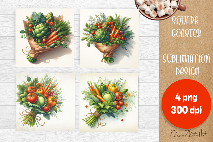 Flower vegetables Square Coaster Sublimation