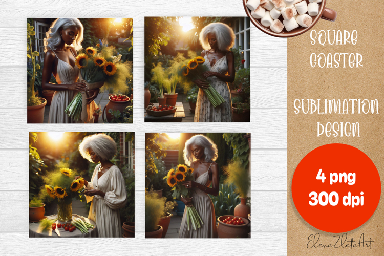 Flower vegetables Square Coaster Sublimation