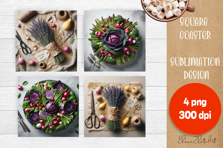 Flower vegetables Square Coaster Sublimation