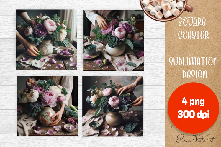 Flower vegetables Square Coaster Sublimation