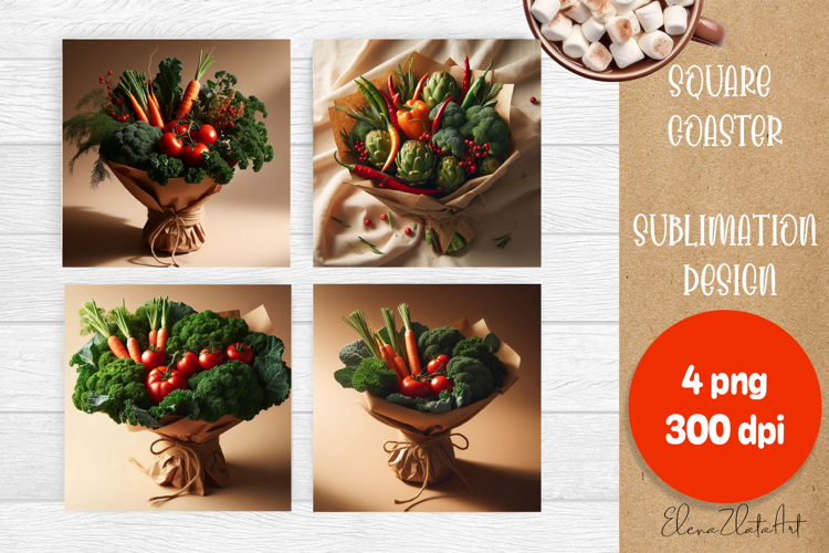 Flower vegetables Square Coaster Sublimation
