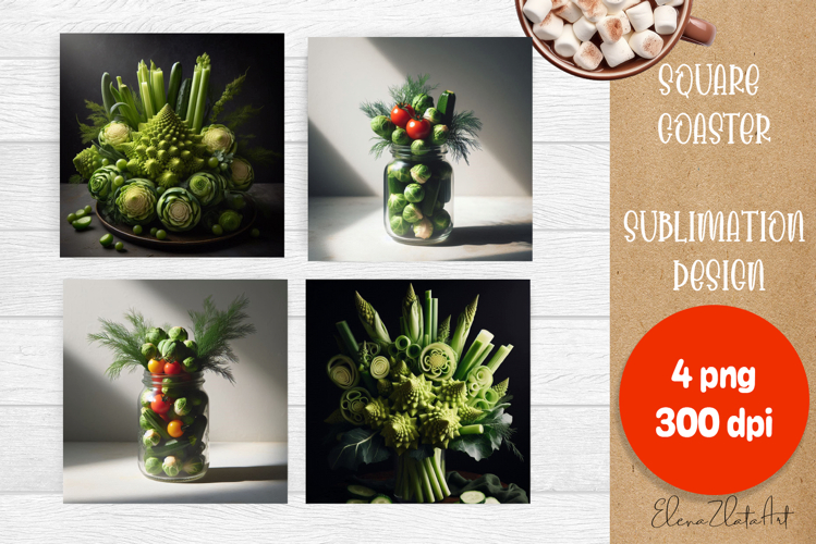 Flower vegetables Square Coaster Sublimation