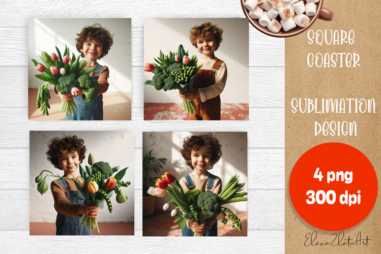 Flower vegetables Square Coaster Sublimation
