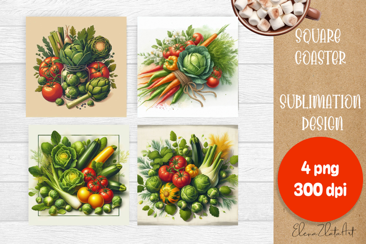 Flower vegetables Square Coaster Sublimation