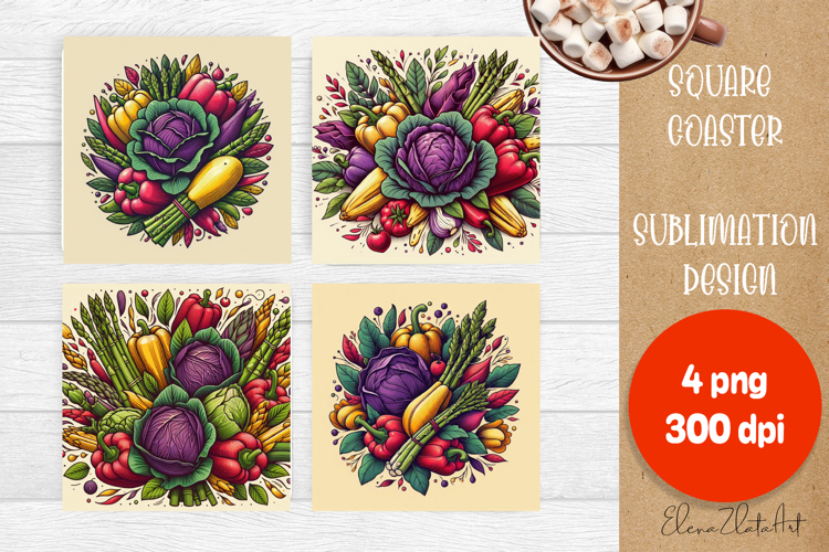Flower vegetables Square Coaster Sublimation