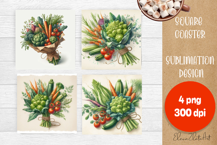 Flower vegetables Square Coaster Sublimation