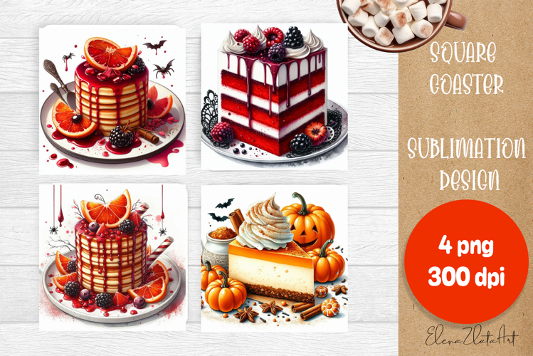 Halloween food Coaster Design, sweet dessert PNG