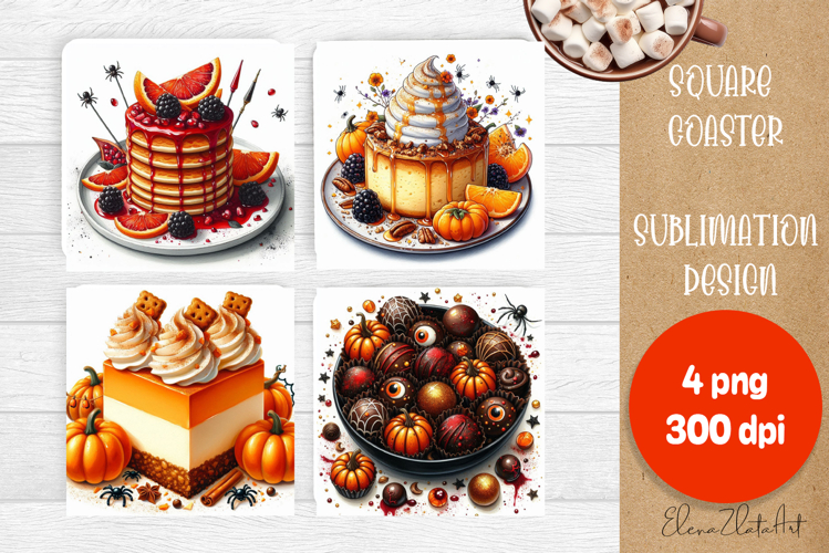 Halloween food Coaster Design, sweet dessert PNG