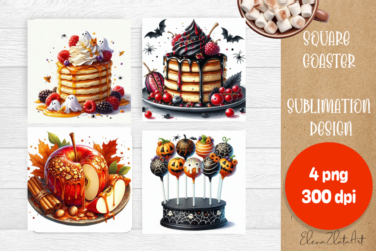 Halloween food Coaster Design, sweet dessert PNG