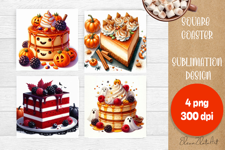 Halloween food Coaster Design, sweet dessert PNG