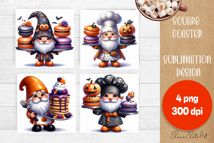Halloween Sublimation Coaster Design, Halloween Gnome PNG