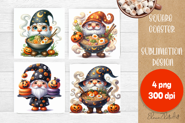 Halloween Sublimation Coaster Design, Halloween Gnome PNG
